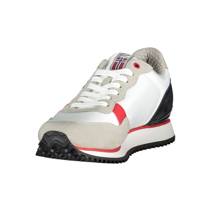 Napapijri White Polyester Men Sneaker with contrasting details and logo