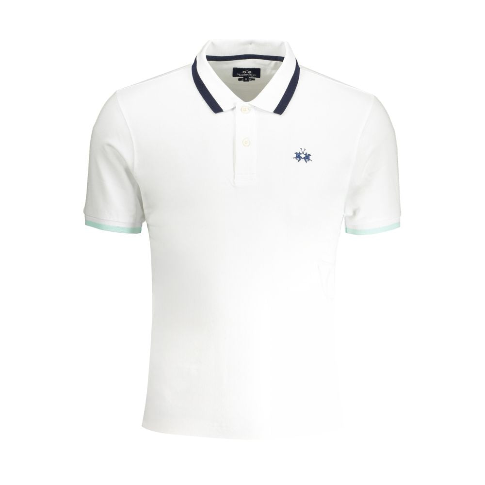 La Martina White Cotton Polo Shirt LA-30436-L-FBB-378