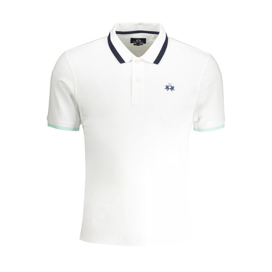 La Martina White Cotton Polo Shirt LA-30436-L-FBB-378