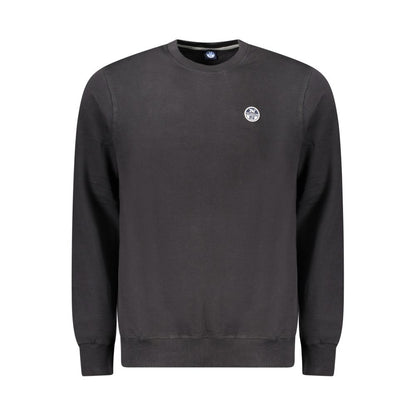 North Sails Black Cotton Men Sweater with logo, long-sleeve, crewneck, perfect for a modern trendsetter's wardrobe.