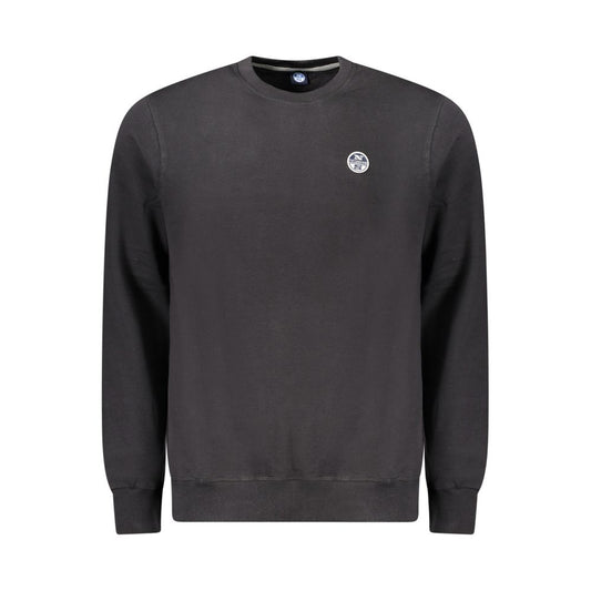 North Sails Black Cotton Men Sweater with logo, long-sleeve, crewneck, perfect for a modern trendsetter's wardrobe.