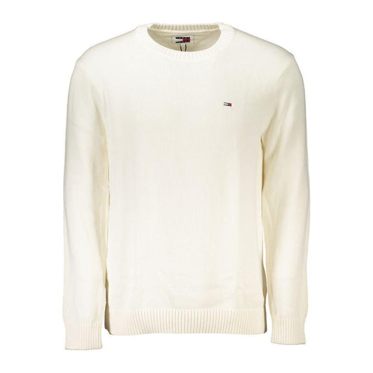 Tommy Hilfiger Chic White Crew Neck Cotton Sweater TO-27358-M