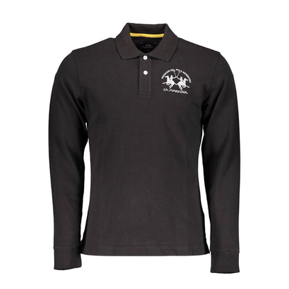 La Martina Black Cotton Polo Shirt
