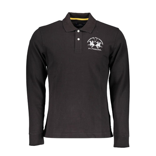 La Martina Black Cotton Polo Shirt