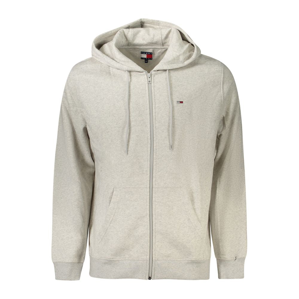 Tommy Hilfiger Gray Cotton Men Sweater with hood and zip closure