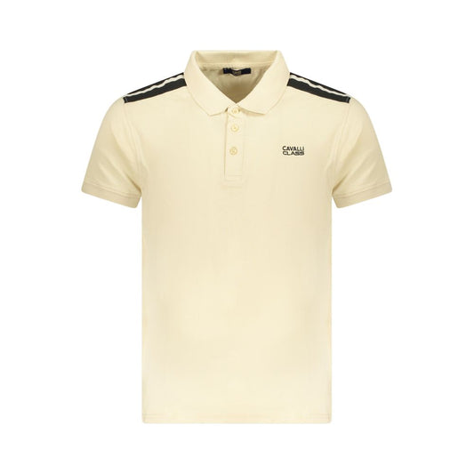 Cavalli Class Beige Cotton Men Polo Shirt CA-36663-M