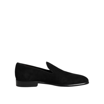 Dolce & Gabbana Black Suede Slip On Loafers Formal Shoes