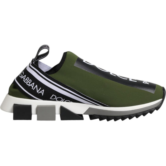 Dolce & Gabbana Green Black Slip On Sorrento Sneakers Shoes