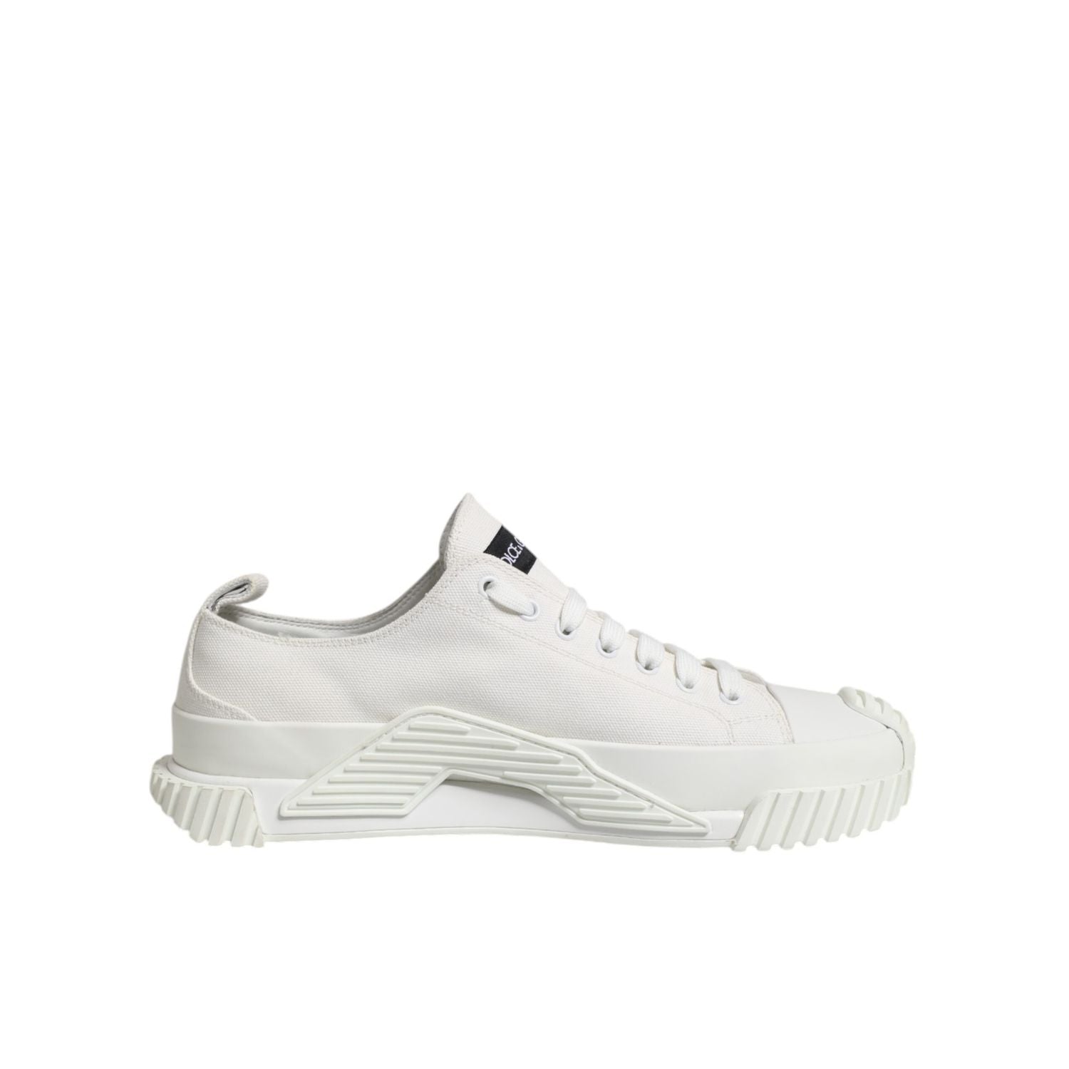 Dolce & Gabbana White Logo Print Lace Up Low Top Sneakers Shoes