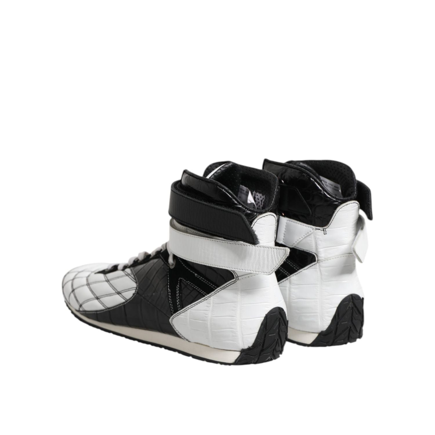 Dolce & Gabbana Black White Leather High Top Sneakers Shoes