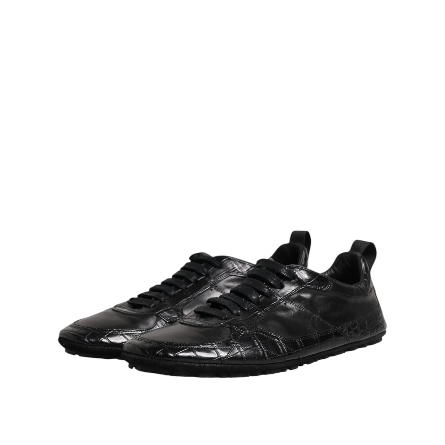 Dolce & Gabbana Black Exotic Leather Low Top Sneakers Shoes