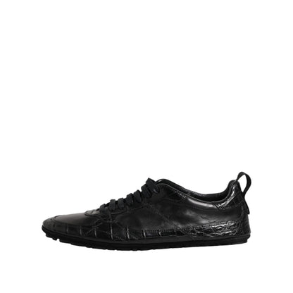 Dolce & Gabbana Black Exotic Leather Low Top Sneakers Shoes