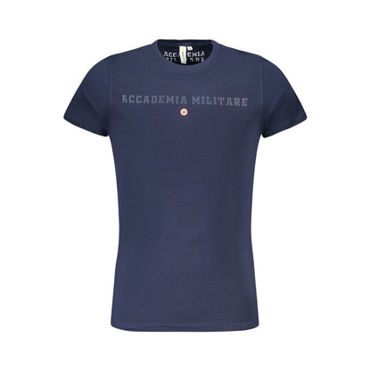 Accademia Militare Blue Cotton T-Shirt with crew neck and logo print