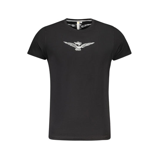Alt Tag: Accademia Militare Black Cotton T-Shirt with big eagle print and crew neck style