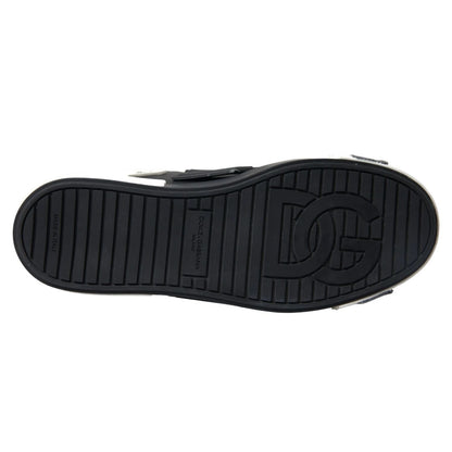 Dolce & Gabbana Black Leather Low Top Sneakers Portofino Shoes