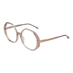 Philipp Plein Pink Women Glasses Frame full-rim round style in rose cellulose acetate, demo lenses, includes branded case.