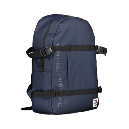 Tommy Hilfiger Blue Polyethylene Backpack with adjustable straps, external pocket, internal compartment, contrasting details, zip closure