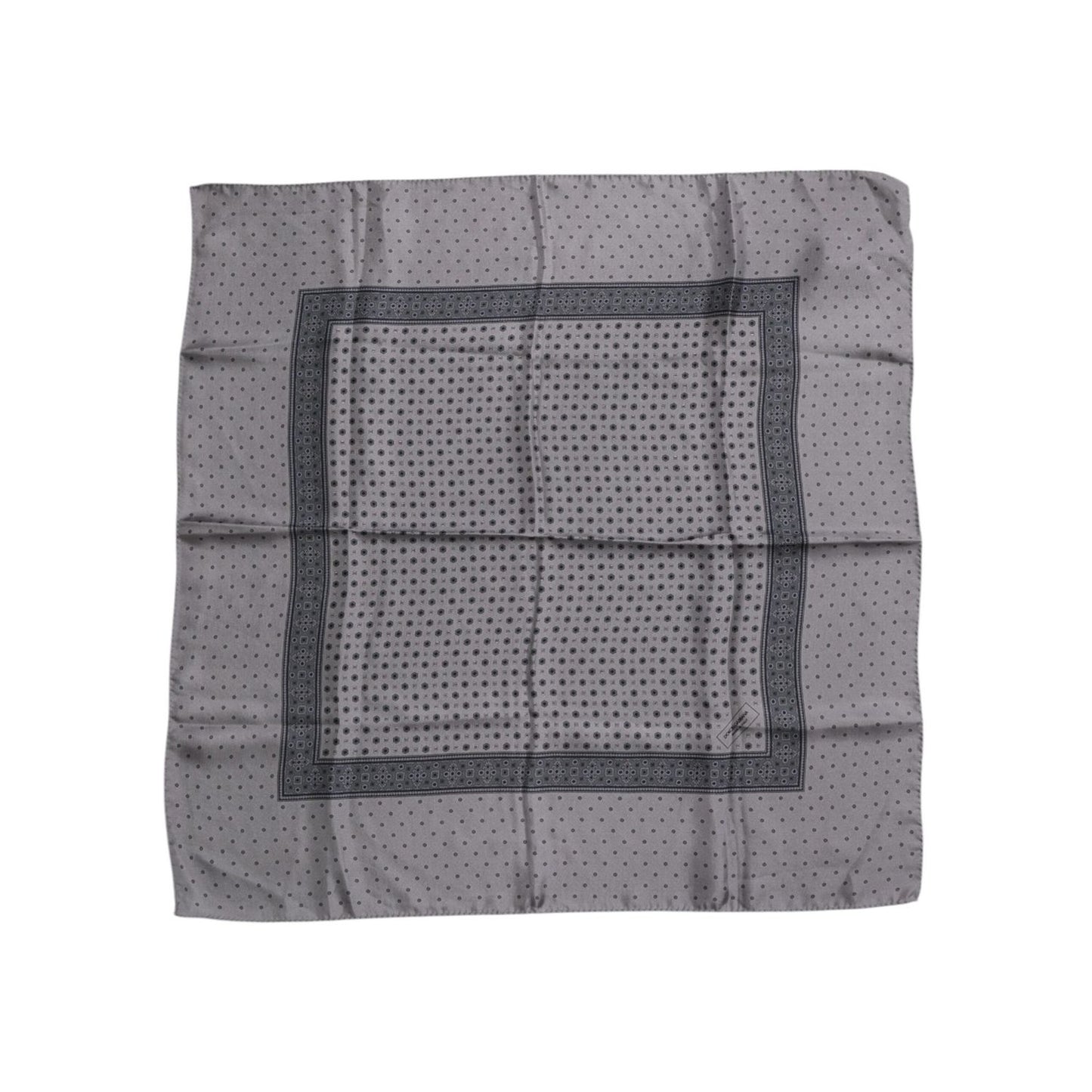 Dolce & Gabbana Gray Polka Dot Silk Square Men Foulard Scarf