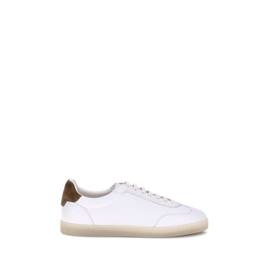 Brunello Cucinelli White Calf Leather Bos Taurus Low Top Sneakers