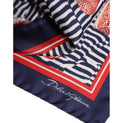 Dolce & Gabbana Multicolor Seashells Square Men Foulard Scarf