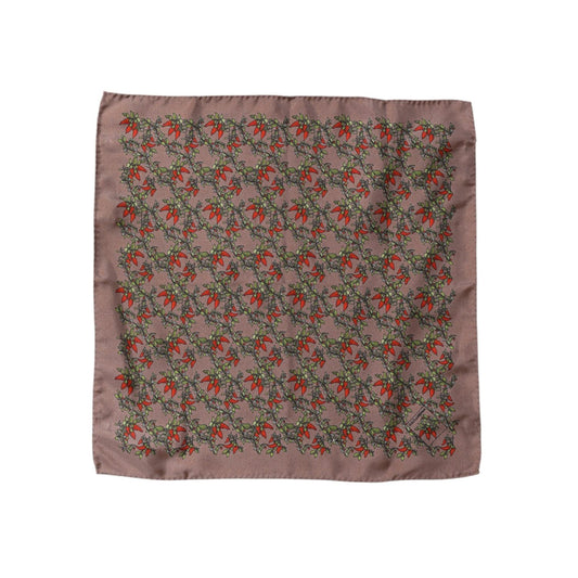 Dolce & Gabbana Brown Chili Print Silk Square Foulard Scarf