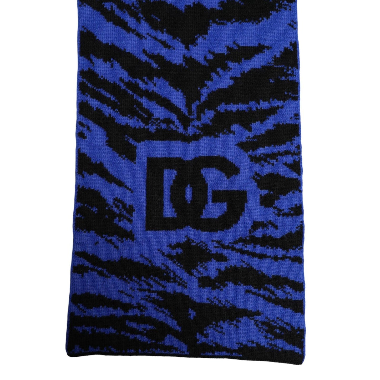 Dolce & Gabbana Blue Black Logo Neck Warmer Wrap Shawl Scarf