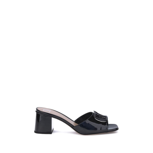 Valentino Garavani Black Calf Leather Bos Taurus Sandals