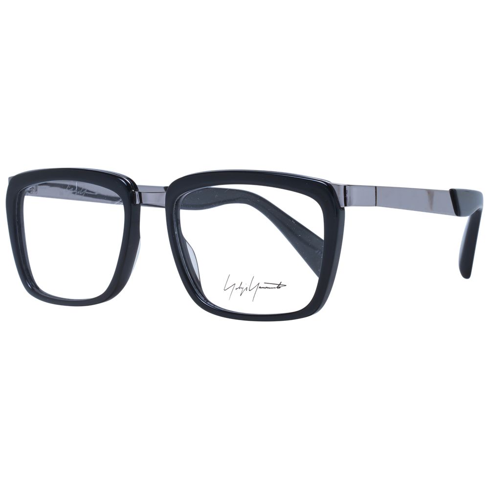 Yohji Yamamoto Black Unisex Glasses Frame in acetate material with full-rim square style, included with branded soft case.