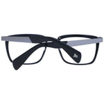 Yohji Yamamoto Black Unisex Glasses Frame with acetate full-rim square design, demo lenses, and branded soft case.