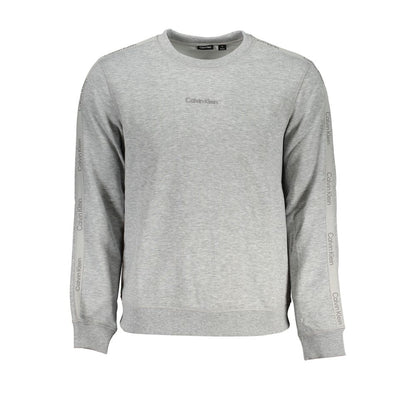 Calvin Klein Gray Polyester Men Sweater with contrast details and logo.