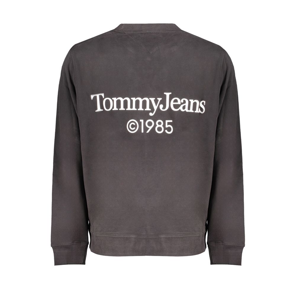 Tommy Hilfiger Black Cotton Men Sweater with logo and modern design, showcasing fashion-forward elegance in sustainable cotton