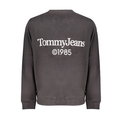 Tommy Hilfiger Black Cotton Men Sweater with logo and modern design, showcasing fashion-forward elegance in sustainable cotton