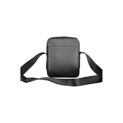 Calvin Klein Black Polyester Shoulder Bag with adjustable strap, 1 external pocket, recycled material, and logo.