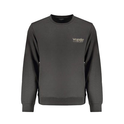 Wrangler Black Cotton Men Sweater, long sleeve, crew neck, classic style with subtle logo, perfect for modern casual wardrobes.