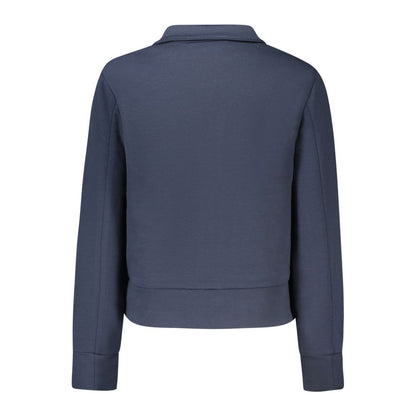 Back view of K-WAY Blue Polyester Women Sweater showcasing sleek design and comfort.