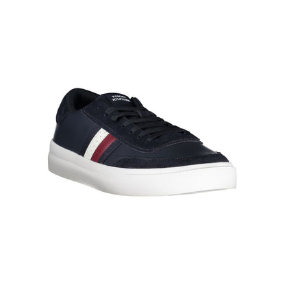 Tommy Hilfiger Blue Polyester Sneaker with contrast details and logo, featuring lace-up design for sports.