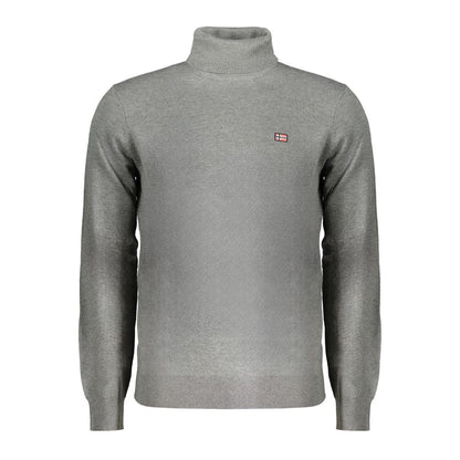 Norway 1963 Gray Polyester Sweater with turtleneck and embroidery logo, long-sleeved design for stylish warmth.