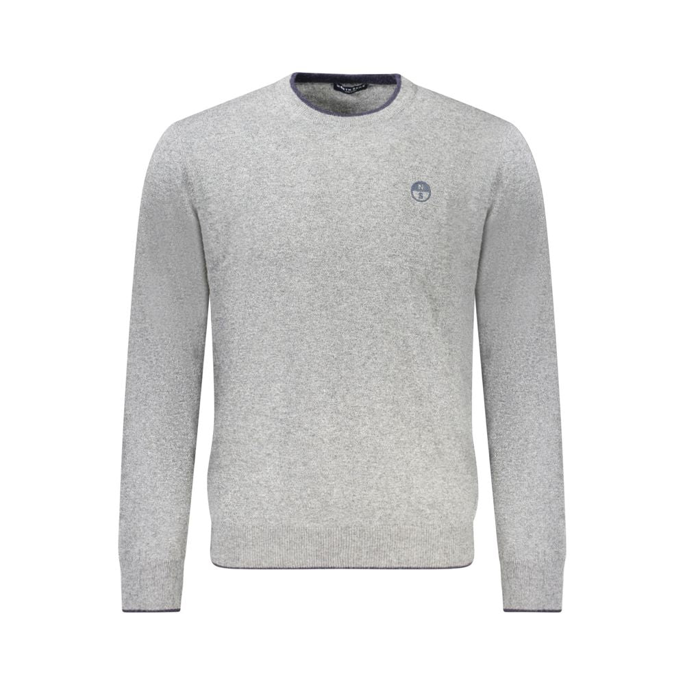 North Sails Gray Cashmere Sweater with long sleeves, crew neck, contrasting details, and embroidered logo