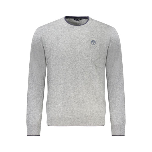 North Sails Gray Cashmere Sweater with long sleeves, crew neck, contrasting details, and embroidered logo