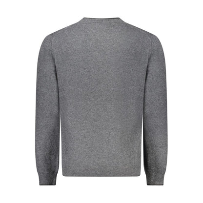 Back view of North Sails Gray Cashmere Sweater with long sleeves, crew neck, contrasting details, and embroidered logo.