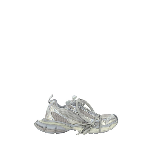 Balenciaga Gray Polyester Athletic Sneakers with chunky sole, mesh panels, and reflective detailing.