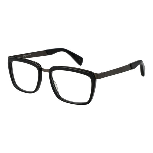 Yohji Yamamoto Gray Unisex Glasses Frame, full-rim acetate rectangle design with demo lenses, size 54-18-145.