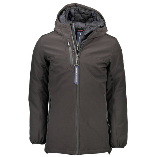 Yes Zee Black Polyester Jackets & Coat