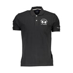 La Martina Black Cotton Polo Shirt LA-37416-S