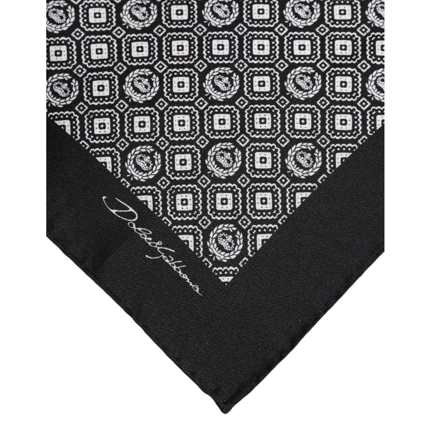 Dolce & Gabbana Black White Patterned Square Foulard Scarf