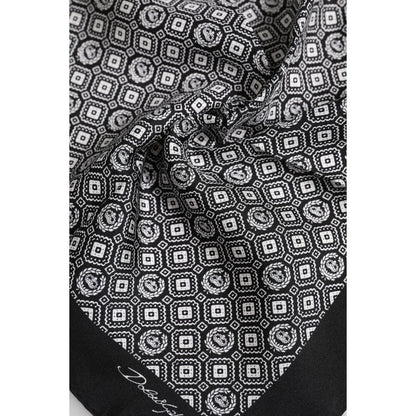 Dolce & Gabbana Black White Patterned Square Foulard Scarf