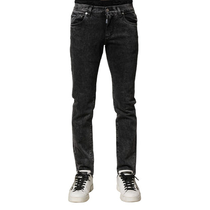 Dolce & Gabbana Black Washed Double Waistband Denim Jeans