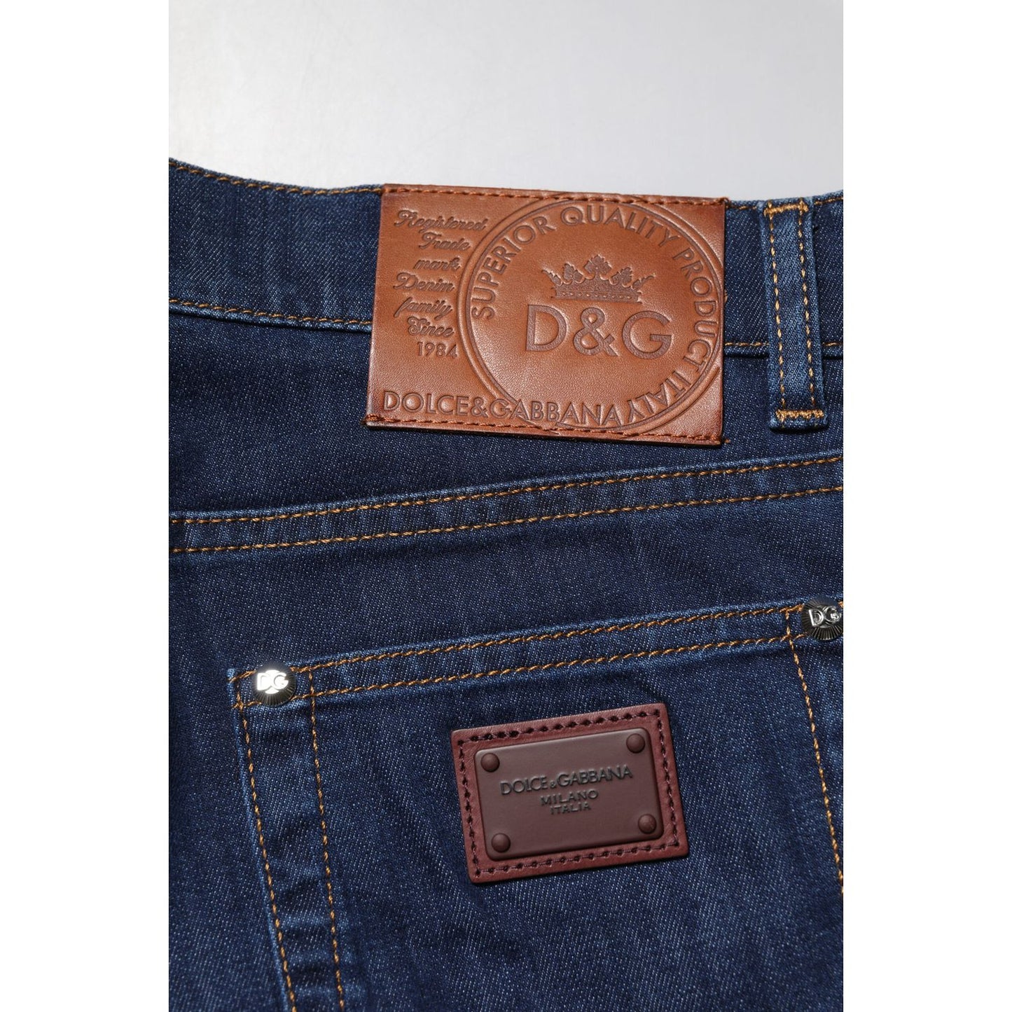 Dolce & Gabbana Blue Cotton Stretch Skinny Men Denim Jeans