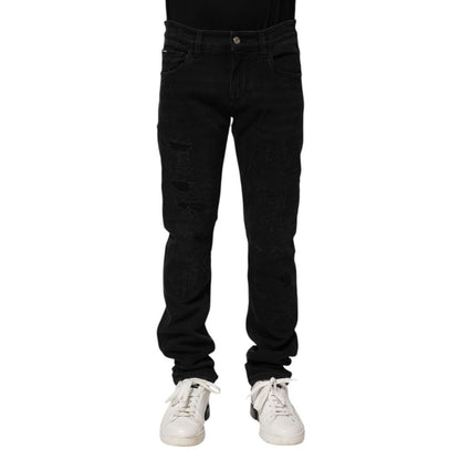 Dolce & Gabbana Black Cotton Skinny Men Denim Jeans