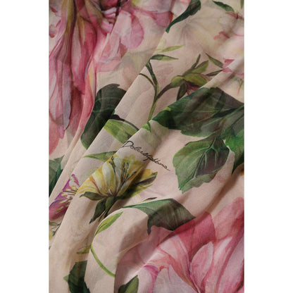 Dolce & Gabbana Pink Floral Print Tiered Long Maxi Dress